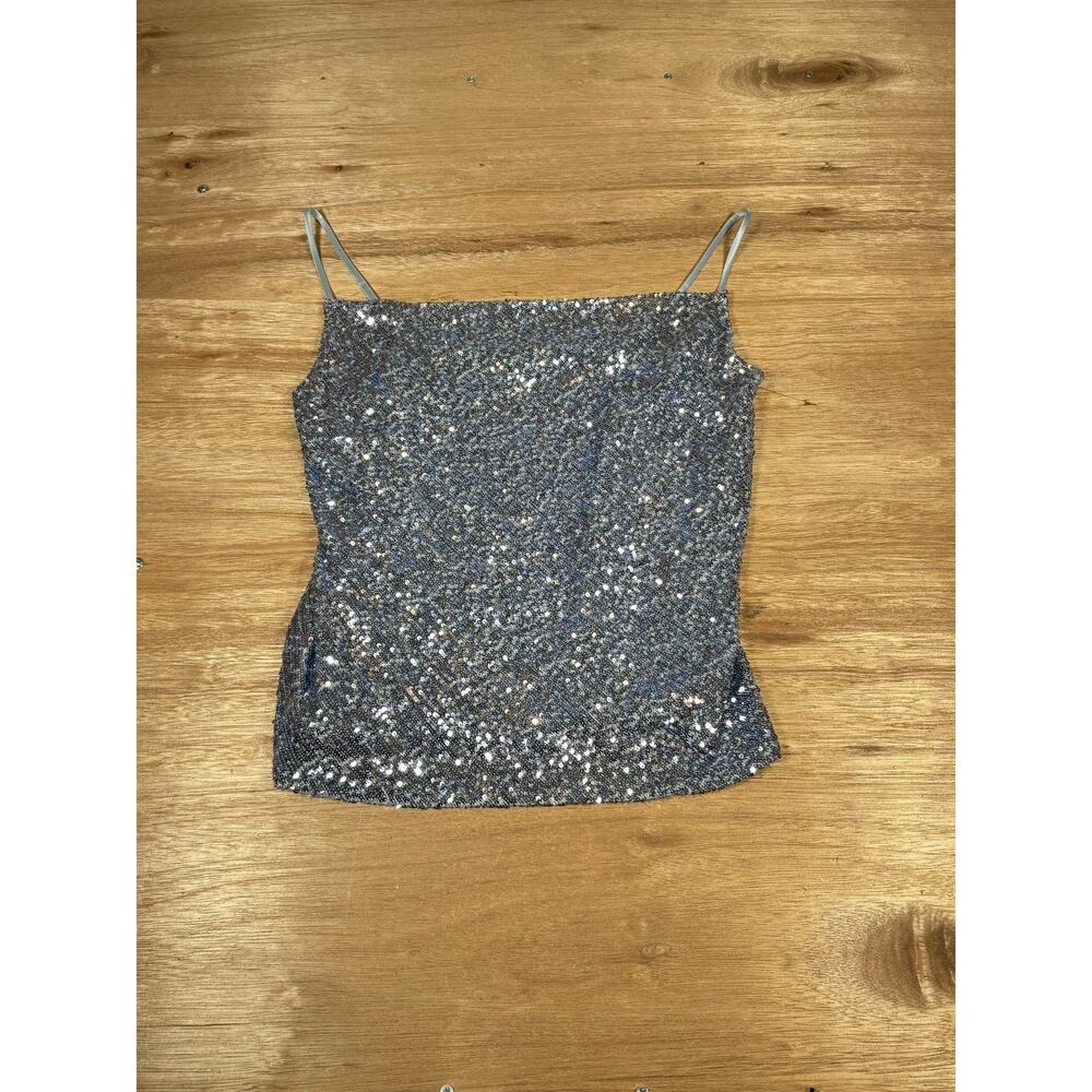 Generation‎ Love New York Sequin Camisole Top Blue Silver Sparkle Small